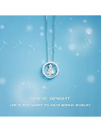 Día de San Valentín Regalo Plata de ley Jing Chow   Collar con Colgante "LOVE de invierno árbol copo de nieve