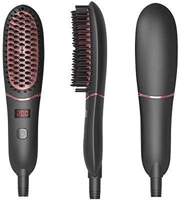 Hair Straightener Brush, Beard Straightener for Men's Medium Long Beard, LED Display, Ceramic Heating, Adjustable Temperatures, Anti Scald Ionic, Portable Frizz-Free Hair/Beard Care Silky Comb