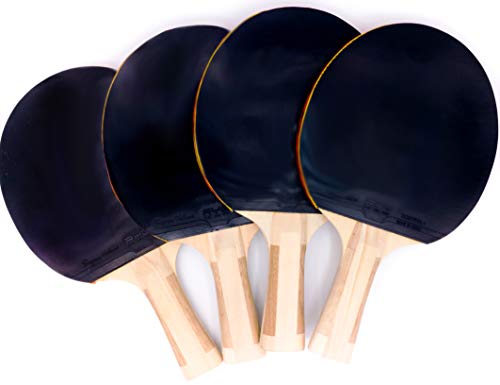 RYG Ping Pong Paddle Set - Pack of 4 Table Tennis Racket, 10 Game Balls, Black Portable Cover Case Bag - Thumbnail 5