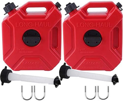 ORANDESIGNE Set of 2 ATV Gas Can 1.3 Gallon Portable Gas Container Storage with Pack Mount Replacement Spouts Kit Emergency Backup Fuel for Motorcycle SUV ATV Dirt Bike Car Boat Vehicle, Red (2Pack)
