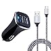Dual USB Car Charger, FiveBox Phone Car Charger Adapter with 6ft USB Type C Charging Cable Charger Cord Compatible Samsung Galaxy S9 S8 Note 9 8, LG Stylo 4, LG V35 G7 ThinQ G5 G6, Google Pixel 2/3 XL