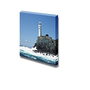 Canvas Prints Wall Art - Lighthouse, Fastnet Rock, County Cork, Ireland | Modern Wall Decor/Home Decoration Stretched Gallery Canvas Wrap Giclee Print. Ready to Hang - 12" x 12"