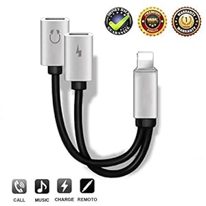 Lightning Jack Adapter Cable for iPhone X 10 iPhone 8/8Plus iPhone 7/7Plus Aux Earphone Adapter Connection Cable Converter Support Call & Audio & Charge Function - Support IOS 11(Silver) by Leantuq