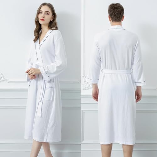 UTRHHVS Waffle Batas de baño,Lightweight albornoces para hombre y mujer,bata de baño toalla el y ella,Delgado y suave,Transpirable y absorbente de agua,para ropa de dormir y ropa de descanso