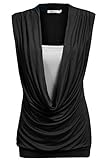 Meaneor Women's Ruched Cowl Neck Shirt Casual Stretchy Sleeveless Tank Top