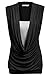 Meaneor Women's Cowl Neck Contrast Insert Sleeveless Stretch Vest T-Shirt Top