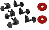 YMC TP20 Series 6 Pieces Guitar Parts 3 Left 3 Right Machine Heads Knobs Guitar String Tuning Pegs Machine Head Tuners for Electric or Acoustic Guitar With 2pcs Strap Locks,Black