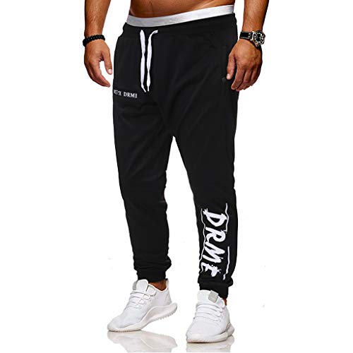 TIMEMEANS Fashion Casual Pants Mens Summer Sports Running Elastic Drawstring Trousers