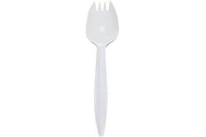 Lollicup U2210 Karat Medium-Weight Disposable Spork, 5.3" Length, White (Pack of 1000)