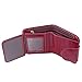 AINIMOER Women's Small Billfold Genuine Leather Tri-Fold Wallet with Zipper Pocket(Purple Red)