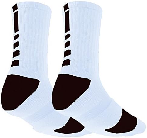 Mens Sports Socks Mid Calf Non Slip Cushion Crew Sports Grip Comprssion Socks with Gripping Rubber Pads for Football, Basketball, Soccer, Cycling, Walking, Running