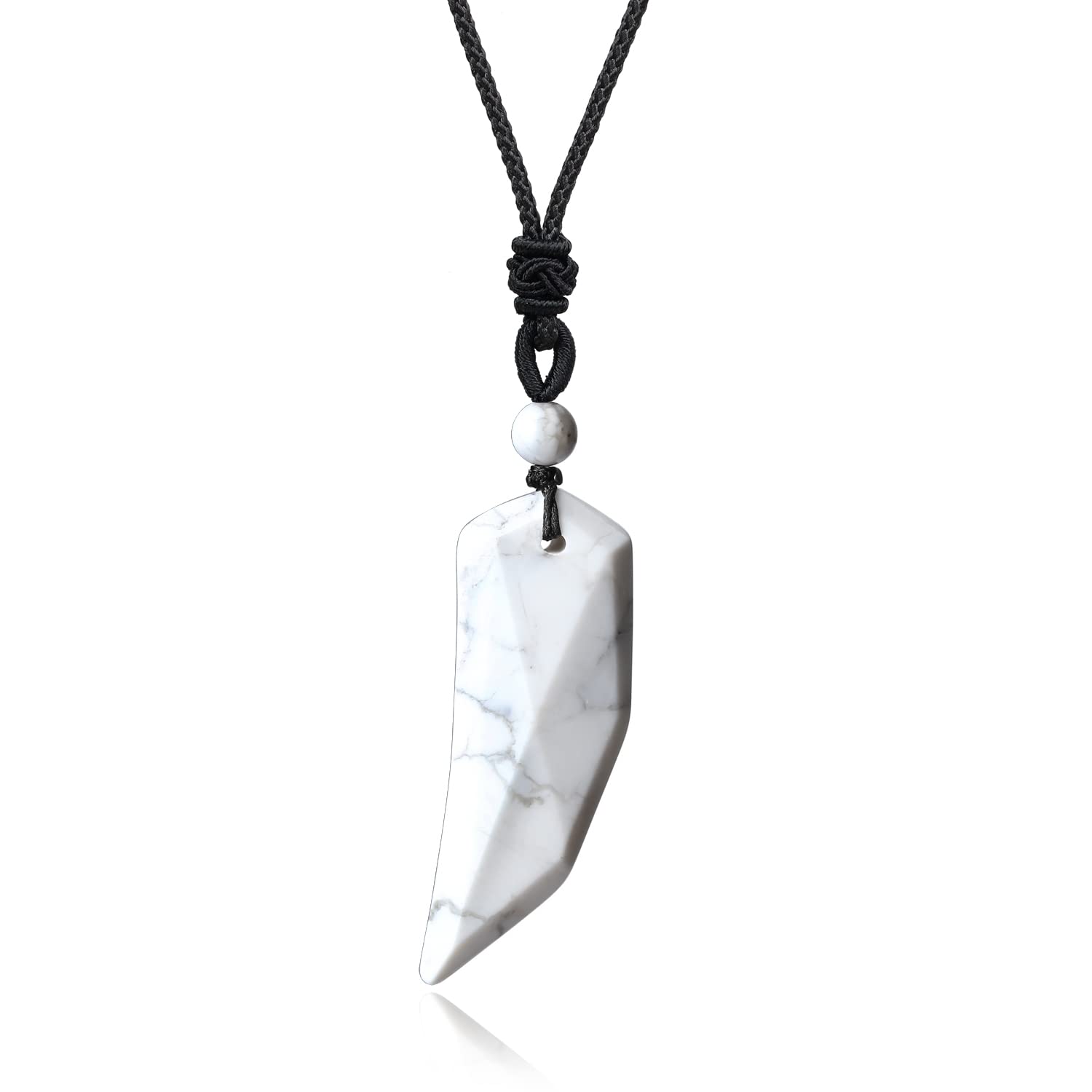 coai Genuine Howlite Wolf Tooth Amulet Mens Healing Crystal Necklace — image 1