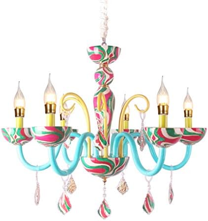 FXING Blue Crystal Chandelier French pastoral cartoon children's room lighting the creative girls bedrooms Eye Care of hot-rolled E14 chandelier ceiling light