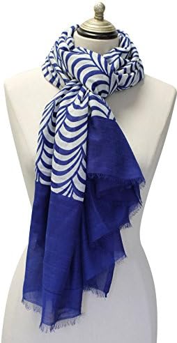 Blue Wave Summer Scarf with eyelash fringes and soft Modal fabric.