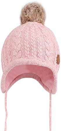 Crochet Baby Beanie Earflaps Toddler Girl Boy Knit Infant Hats Warm Cap Lined Polyester