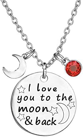 TISDA Birthstone Crystals Necklace,I Love You To The Moon And Back Jewelry Necklace
