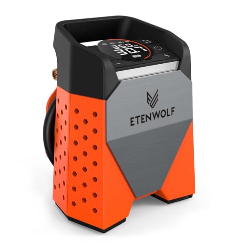 ETENWOLF ZEPHYR S3-7800mAh Portable Air Compressor, 160 PSI/11.03 Bar Electric Air Pump for Car, Motorcycle, Bike, Balloons, Quick Inflation in 1 Minute and LED Lights, USB Power Bank