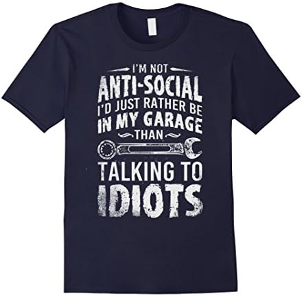 Men's I'm Not Anti-Social Mechanic T-shirt Medium Navy