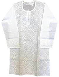 Womens Tunic Ivory Floral Hand Embroidered Beach Bikini Cover Up Summer Dresses M