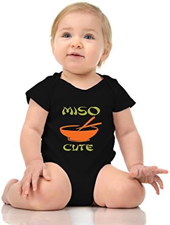FNB Fashion Me So Cute - Funny Miso Soup Japanise Baby Romper Onesie Unisex WARPPED and Protected With A Clear Poly Bag (12-18 Months, Black)