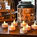 Realistic Bright Flameless LED Tea Light Candles, Bright, Flickering, Battery Powered Fake Candles, Unscented Tealights, Pack of 50