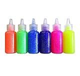 6 Color Glitter Glue Set 20 ml Bottles - NEON Colors - Green, Orange, Pink, Yellow, Blue, and Purple (1 Unit)