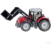 Tractor with Front Loader Red with Silver Top Diecast Model SK1484