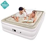 TOPELEK Upgraded Air Mattress, Queen Airbed with Built-in Electric Pump, Flocked Fabrics & Extra Thick PVC, Storage Bag, Easy Setup for Indoors and Outdoors