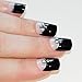 False Nails Bling Art French Fake Black Crystal Squoval 24 Acrylic Medium Tips