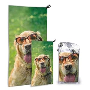 JOCHUAN Golden Retriever Dog Sunglasses 2 Pack Microfiber Beach Towel Large Beach Towels Set Fast Drying Best For Gym Travel Backpacking Yoga Fitnes
