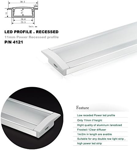 4121 U-shape 1 meter x 10 piecesAluminum Channel - LED Aluminum Extrusion for Flex/hard LED Strip Light White/milk Cover (10x100cm/39.37inch/3.28feet)