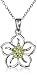Amazon Collection Sterling Silver Gemstone Flower Pendant Necklace