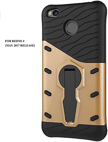 suvice Dual Armour Back case Shockproof Sniper Cover with 360° rotating Kick stand for Xiaomi Redmi Note 4 - Gold
