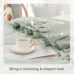YOZEN Sage Green Double Ruffle Comforter Set King
