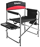 KingCamp Heavy Duty Camping Folding Director Chair Oversize Padded Seat with Side Table and Side Pockets, Supports 396 lbs