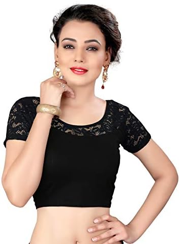 CRAZYBACHATIndian Ethnic Design Stretchable Cotton Lycra Blouse Black Readymade Saree Blouse Premium Export Quality Fabric