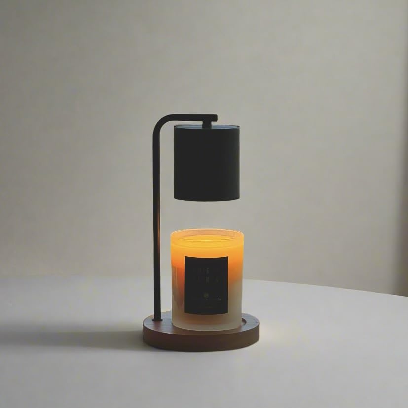 Photo 1 of Candle Warmer Lamp with Timer and Dimmer & Includes 2 Bulbs, Electric Wax Candle Lamp Warmer for Jar Candles, Home Decor Aesthetic, and House Warming Gifts - Black Wood