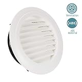 HG POWER 8 Inch Round Air Vent ABS Louver Grille Cover White Soffit Vent with Built-in Fly Screen Mesh for Bathroom Office Kitchen Ventilation