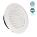 HG POWER 8 Inch Round Air Vent ABS Louver Grille Cover White Soffit Vent with Built-in Fly Screen Mesh for Bathroom Office Kitchen Ventilation
