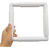 8 X 8 White Plastic Cross Stitch Frame Square Embroidery Hoop DIY Sewing Tools Sewing Hoop Handhold Craft Clip Embroidery Snap Frame Hoop for Cross Stitching Quilting