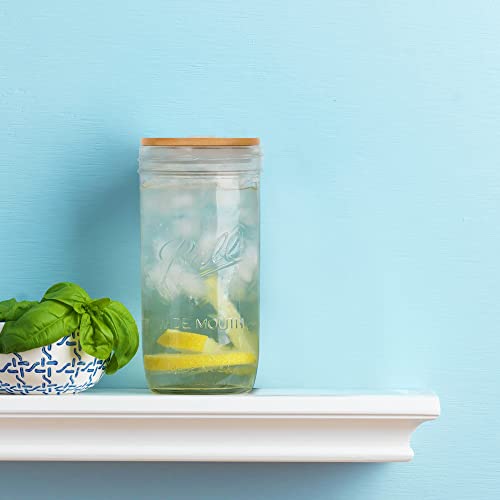 Mason Jar with Lid and Straw, 24oz Wide Mouth Mason Jar Drinking