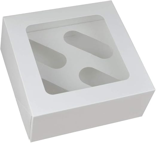 Cajas para cupcakes, 4 agujeros, 25 unidades, blancas: Amazon.es: Hogar