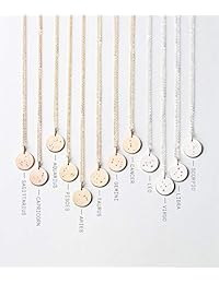 Mevecco Dainty 12 Constellation Collar, 14K oro Horoscope Disc Minimalista Simple Collar para Mujer