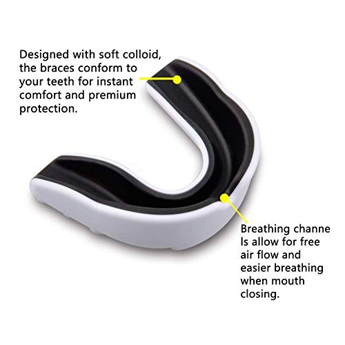 Sports Youth Football Mouth Guard Sports, Anti-Microbial Mouthguard for UFC, Boxing, Lacrosse, Ice Hockey, etc, Youth & Adult Sizes（Blue White） - Thumbnail 4