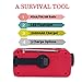 Tiemahun Solar/Hand Cranked Emergency Dynamo Powered AM/FM/NOAA Radio LED Flashlight Lantern 2000mAh Power Bank with Earphone Jack & Battery Power Indicator (Red)