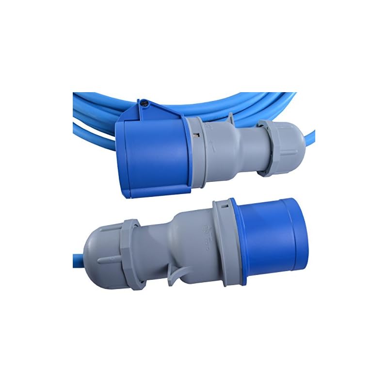 10m 16 AMP to 16 AMP Extension Lead 1.5mm Arctic Blue Cable 240V Mains