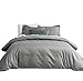 SUSYBAO Gray Duvet Cover Twin Size 100% Cotton 2 Pcs Set 1 Solid Color Single Duvet Cover with Zipper Ties 1 Pillow Sham Hotel Collection Grey Bedding Set Soft Lightweight