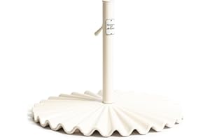 Business & Pleasure Co. The Clamshell Base - Outdoor Patio Umbrella Base - Antique White, 55lbs