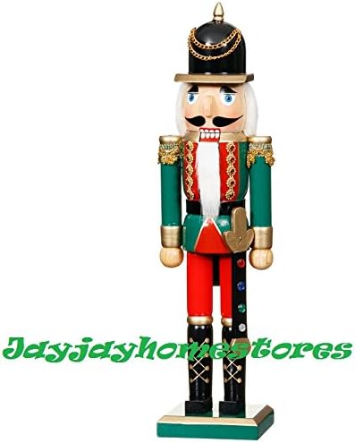 38cm Wooden Nutcracker Soldier Standing Christmas Decoration - Green