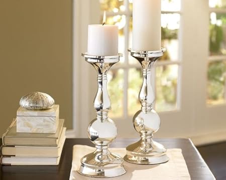 Amazon Com Pottery Barn Silver Plated Hotel Pillar Candle Holder
